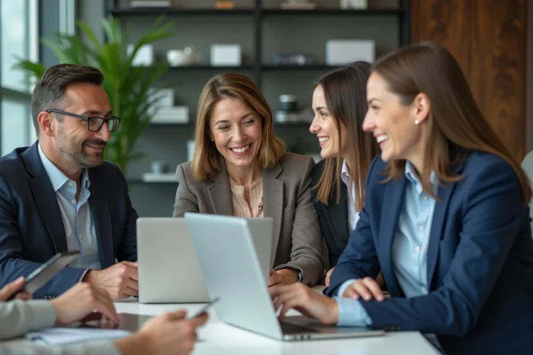 Groupe de professionnels en réunion dans un bureau moderne