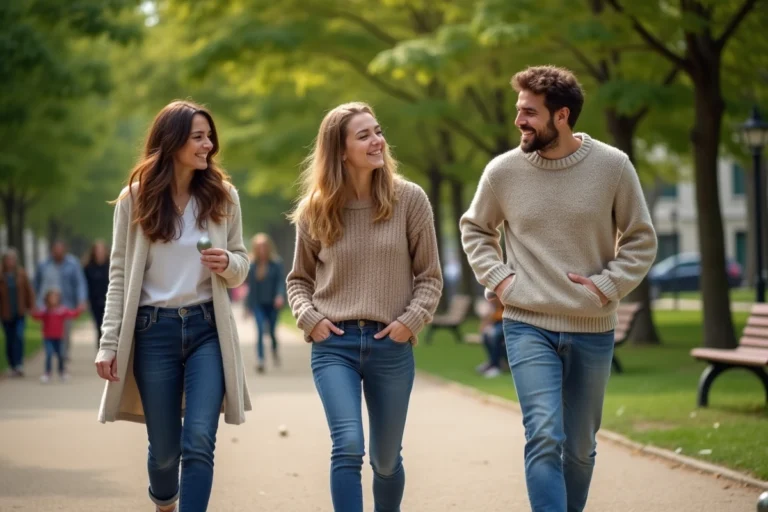 Groupe d'amis jouant à la pétanque dans un parc urbain